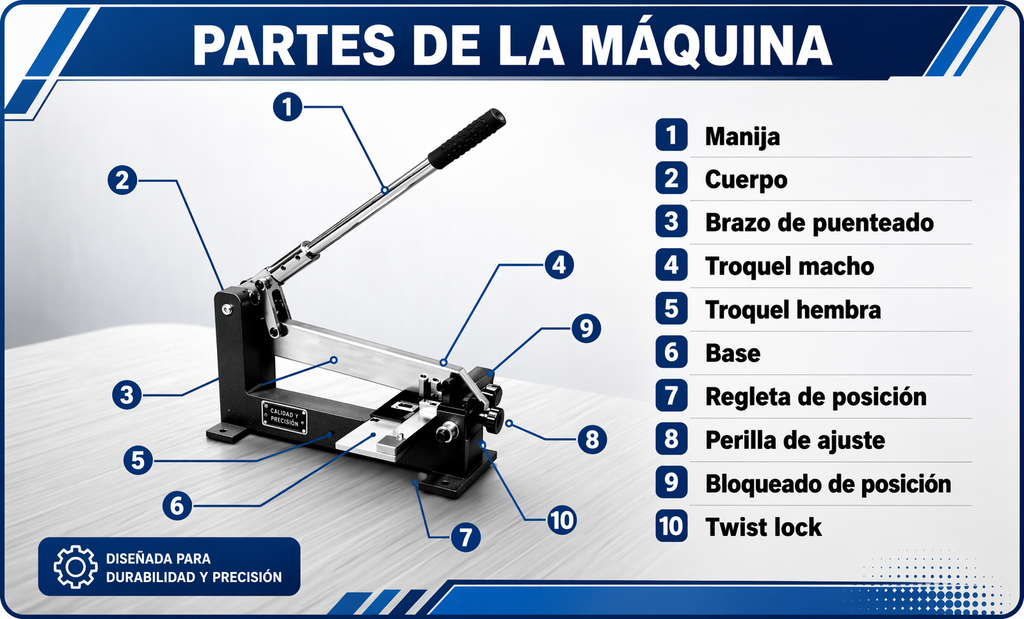 Puenteadora Manual de Pleca TDP-9 (9mm) Para Suaje Plano Para 2,3, 4 y 6 pts